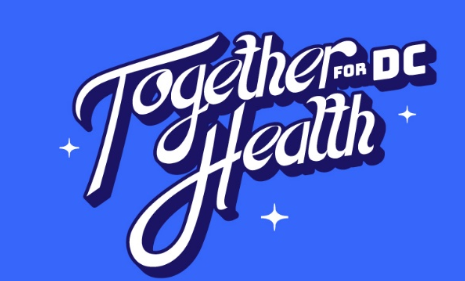 A blue background with the words together for health written in white.