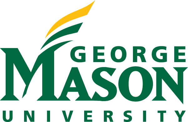 A green and yellow logo for george mason university.