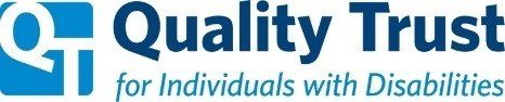 A blue and white logo of quality individuals